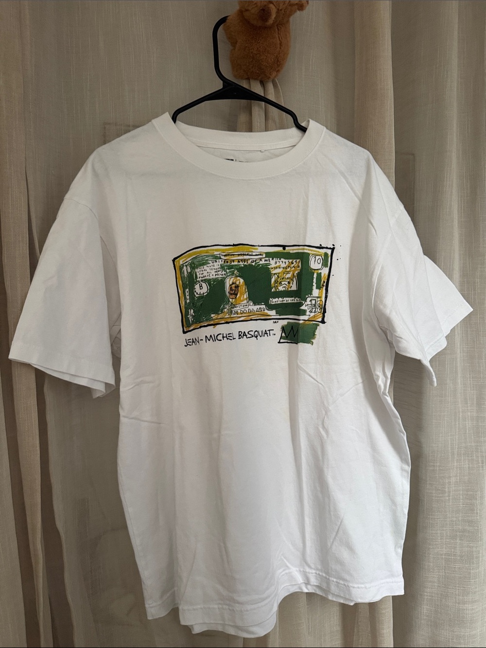Uniqlo White Short-Sleeve Tee with Green Graphic